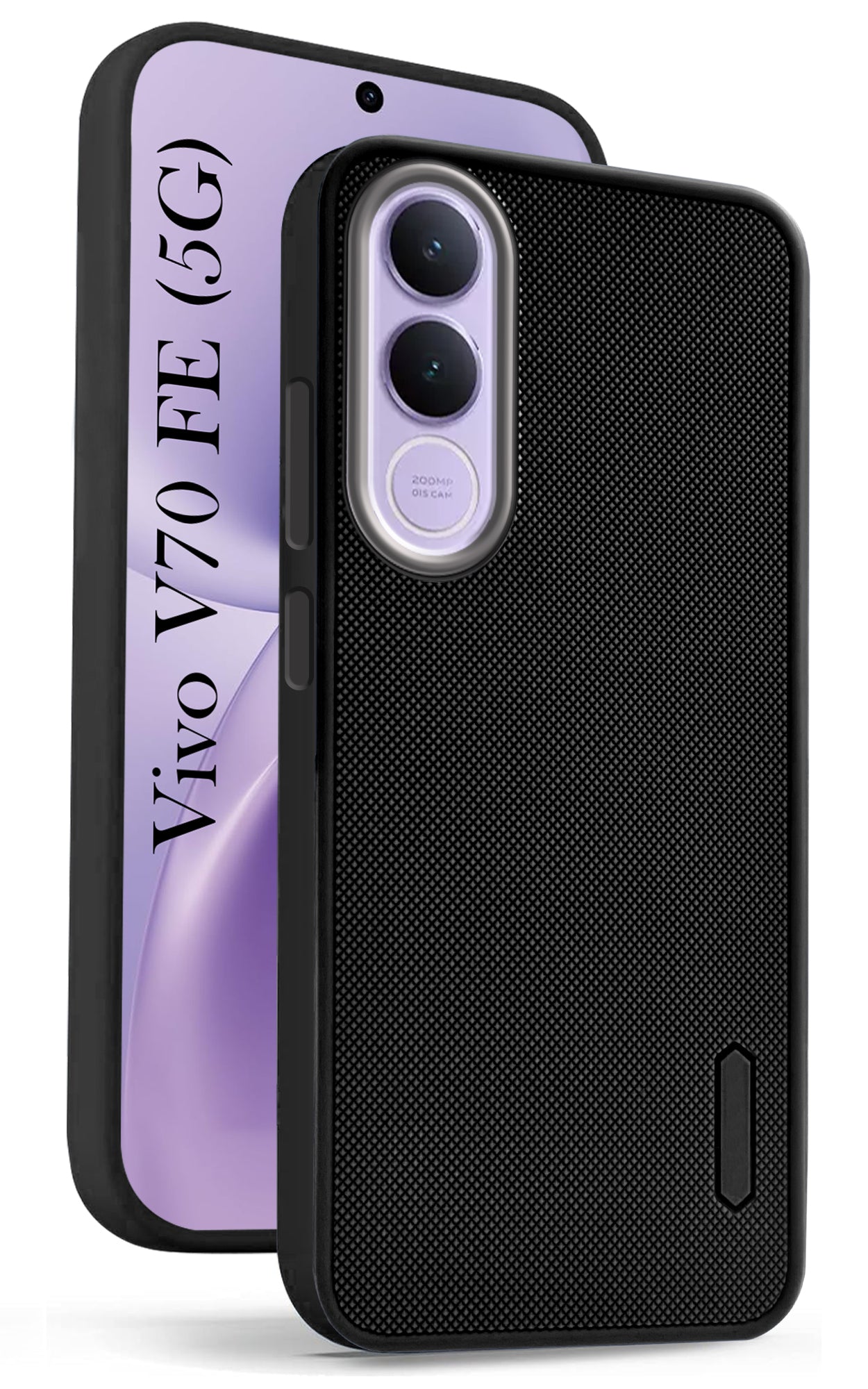 For Vivo V70 FE 5G Back Cover Case Rubberised (Textured Grip Design | Micro-Fiber Cloth Inside | Slim and Light Weight | Soft Touch and Feel)