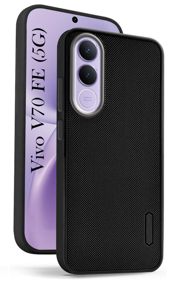 For Vivo V70 FE 5G Back Cover Case Rubberised (Textured Grip Design | Micro-Fiber Cloth Inside | Slim and Light Weight | Soft Touch and Feel)