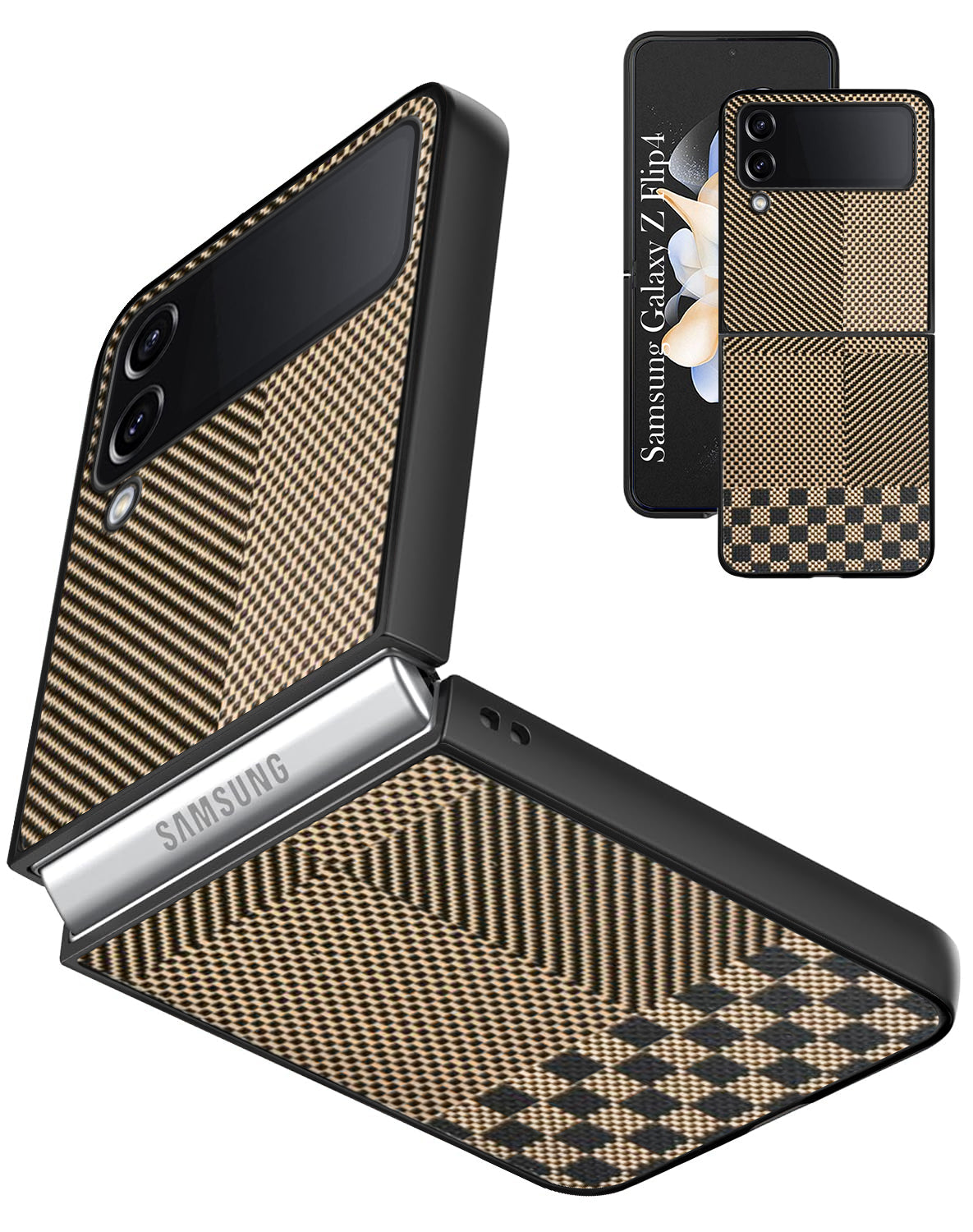 For Samsung Galaxy Z Flip 4 5G Back Flip Case Cover (Craft Printed Design | Hybrid Texture | Inside Microfiber Cloth)
