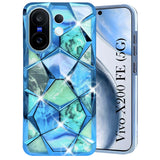For Vivo X200 FE Back Cover Case 3D Silicone Compatible (Dual Design Glitter Sparkle and Detachable Diamond Print Case | Soft and Flexible)