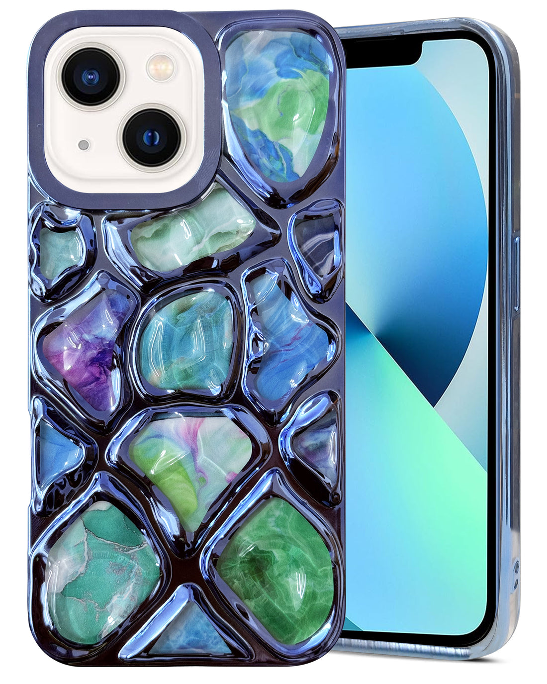 For Apple iPhone 13 Back Cover Case ( Dual Design Glitter Sparkle and Detachable Diamond Print Case | Soft and Flexible)