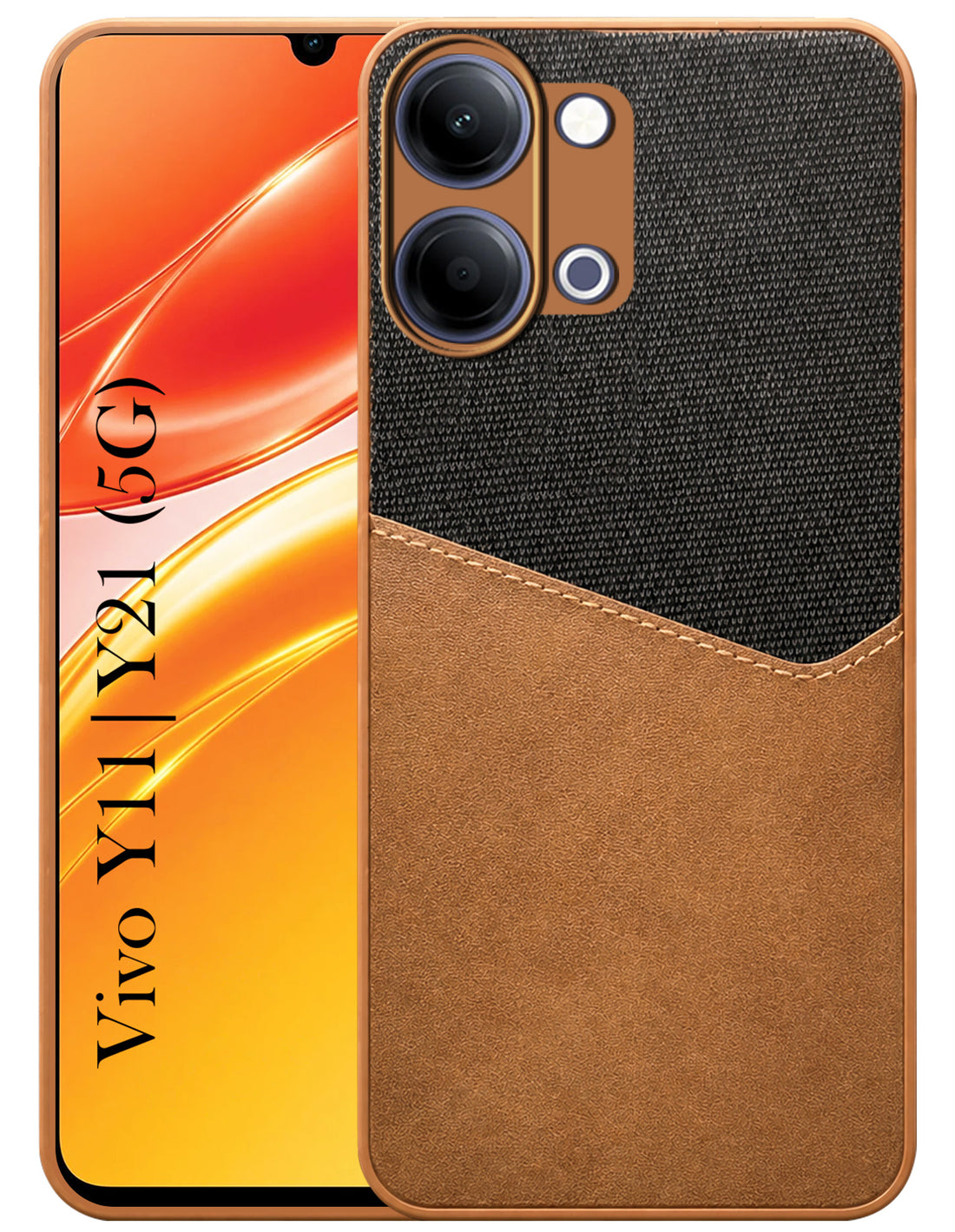 For Vivo Y11 | Vivo Y21 5G Back Cover Case (Dual PU Leather Stitch | Professional Minimalist | Soft and Flexible)