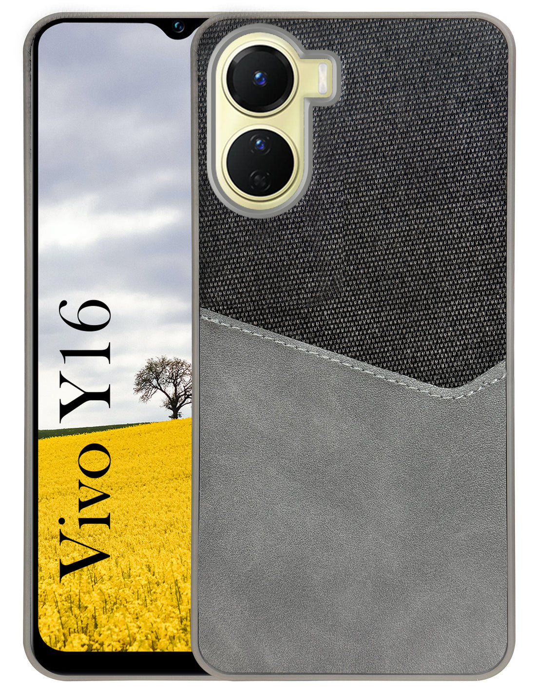 For Vivo Y16 Back Cover Case (Dual PU Leather Stitch | Professional Minimalist | Soft and Flexible)
