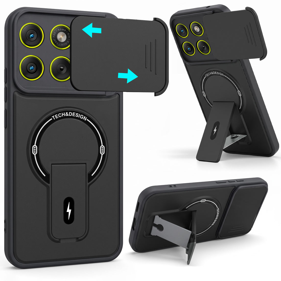 For Motorola Moto Edge 70 Back Case Cover Metallic (Hybrid Armor Kickstand | Sliding Shutter Camera Protection | MagSafe Compatible)