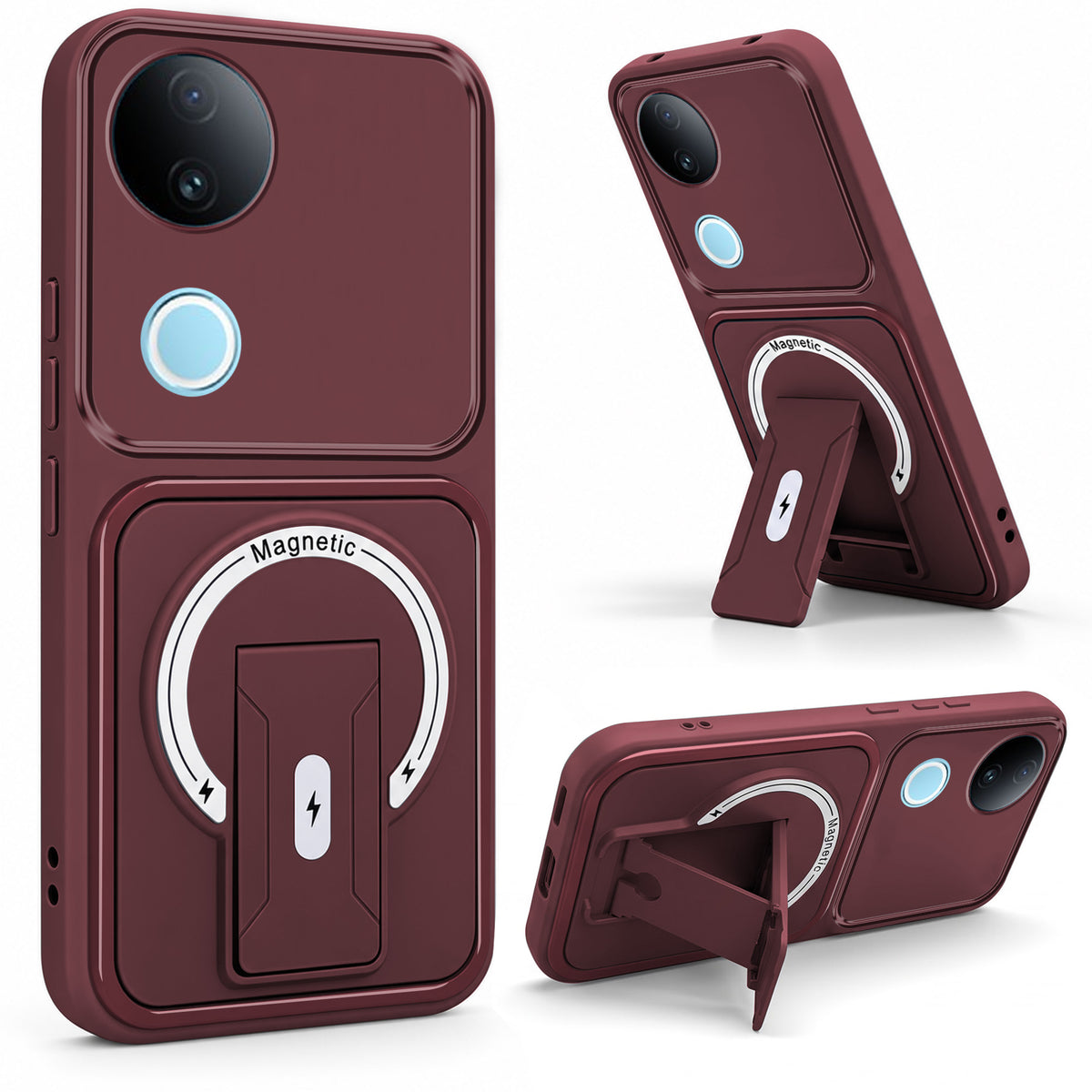 For Vivo iQOO Z10R Back Case Cover Metallic (Hybrid Armor Kickstand | MagSafe Compatible | Camera Protection Shockproof)