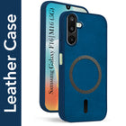 For Samsung Galaxy M16 5G | Samsung Galaxy F16 5G Back Cover Case Leather Finish (MagSafe Compatible Wireless Charging | Soft Touch | Camera Bump Protection)