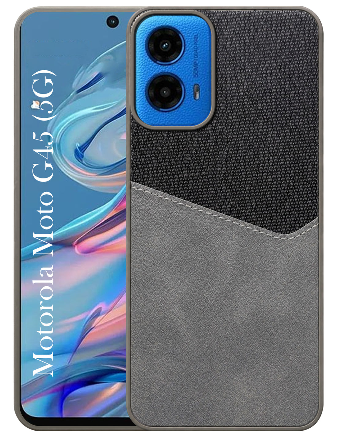 For Motorola Moto G45 Back Cover Case (Dual PU Leather Stitch | Professional Minimalist | Soft and Flexible)