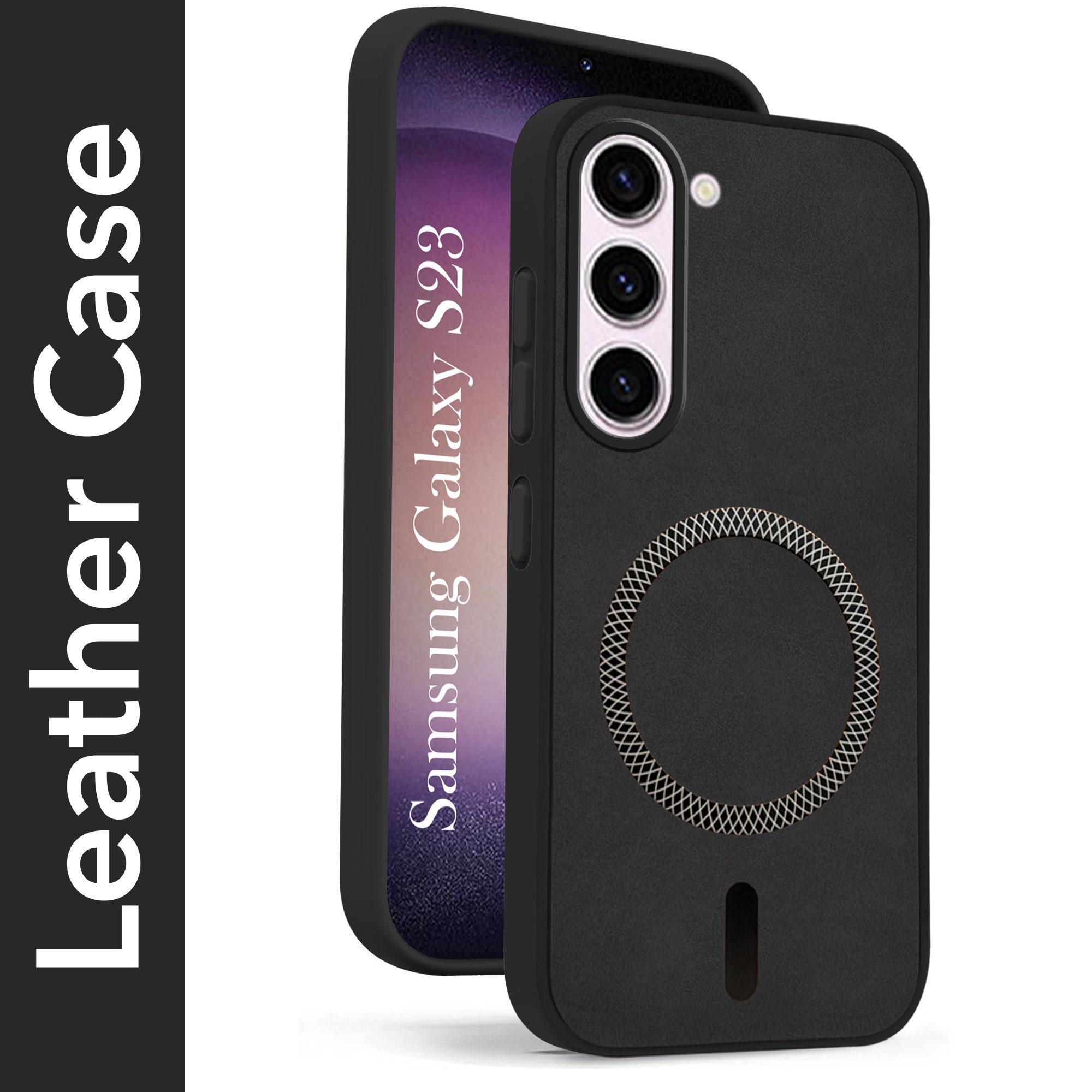 For Samsung Galaxy S23 5G Back Cover Case (Sleek Leather Finish | MagSafe Compatible Wireless Charging | Camera Bump Protection)