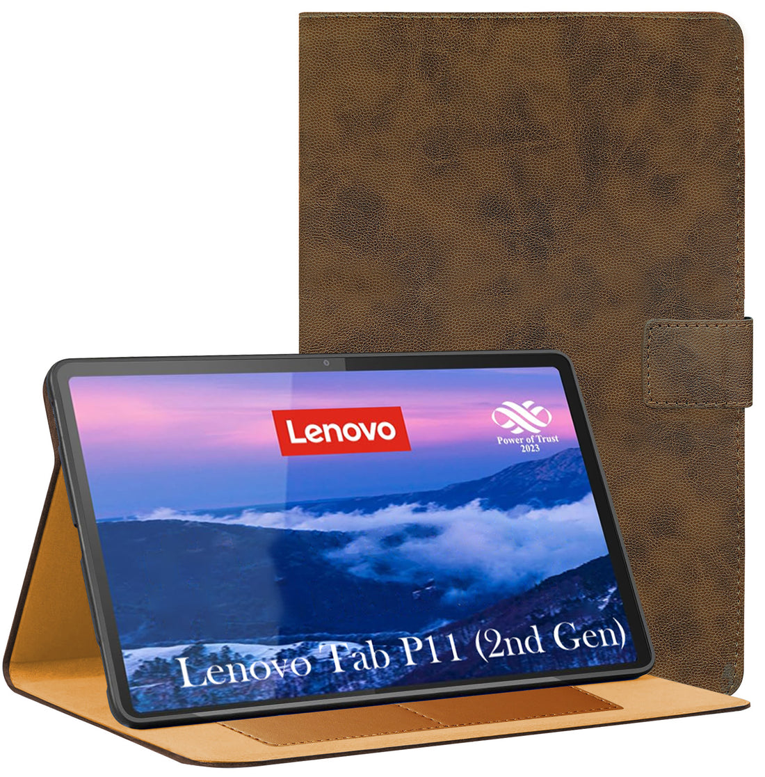 For Lenovo Tab P11 Gen 2 11.5 Inch (X350XU) Flip Cover Folio Cover (PU Leather | Multi-Angle Smart Stand | Card Storage Slots | Silicone Back Pouch)