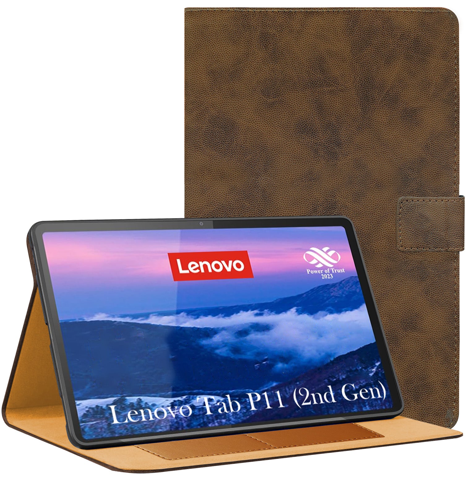 For Lenovo Tab P11 Gen 2 11.5 Inch (X350XU) Flip Cover Folio Cover (PU Leather | Multi-Angle Smart Stand | Card Storage Slots | Silicone Back Pouch)