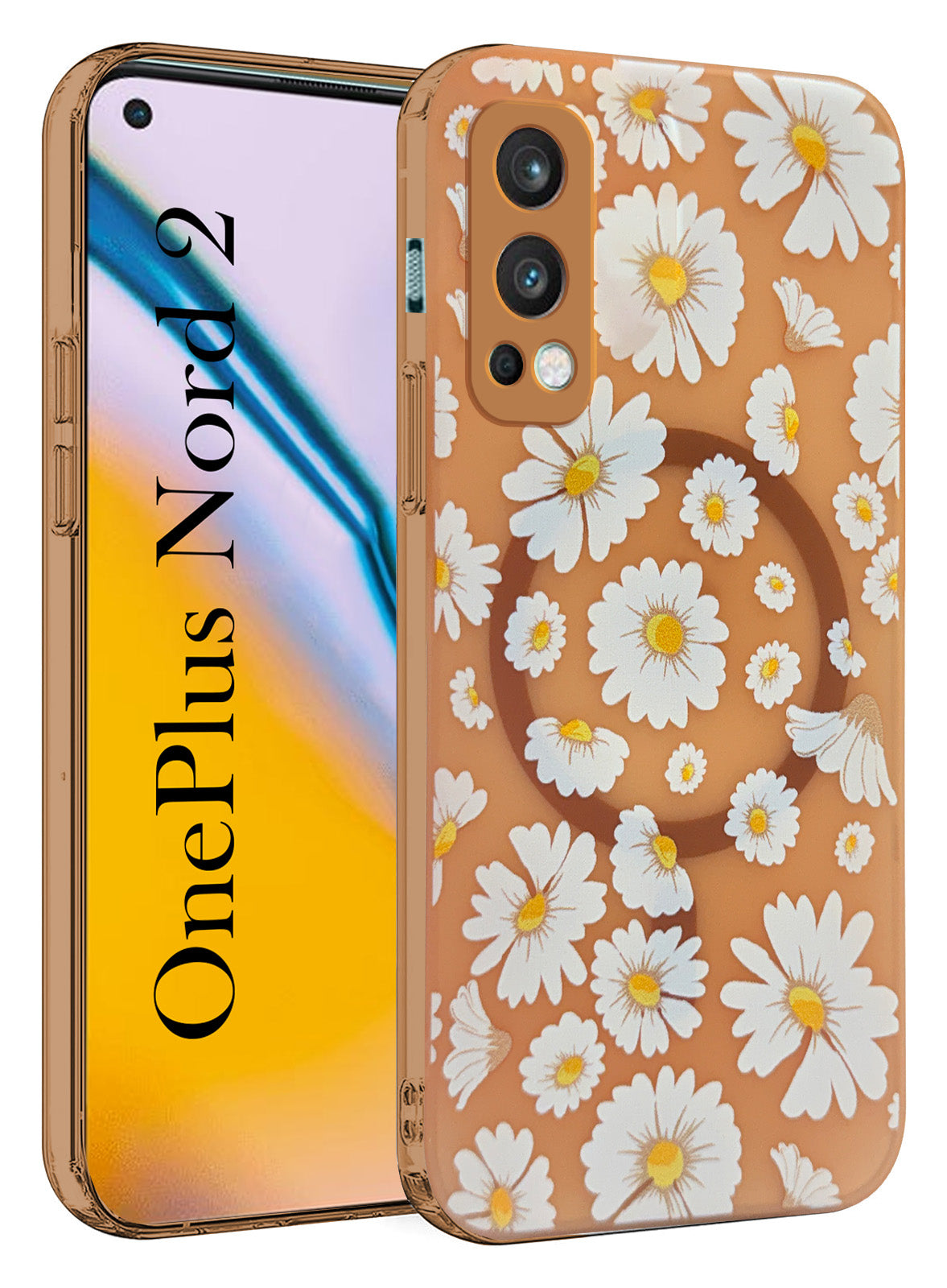 For OnePlus Nord 2 Back Cover Case (Cute Floral Design | Flower Print for Girls | MagSafe Compatible Wireless Charging)