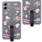 For Samsung Galaxy M17e Back Cover Case (3D Cute Heart Strap Holder | Camera Protection | Designer Girls Print)