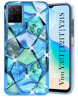 For Vivo Y33T | Vivo Y21T | Vivo Y21s Back Cover Case (Dual Design Glitter Sparkle and Detachable Diamond Print Case | Soft and Flexible)