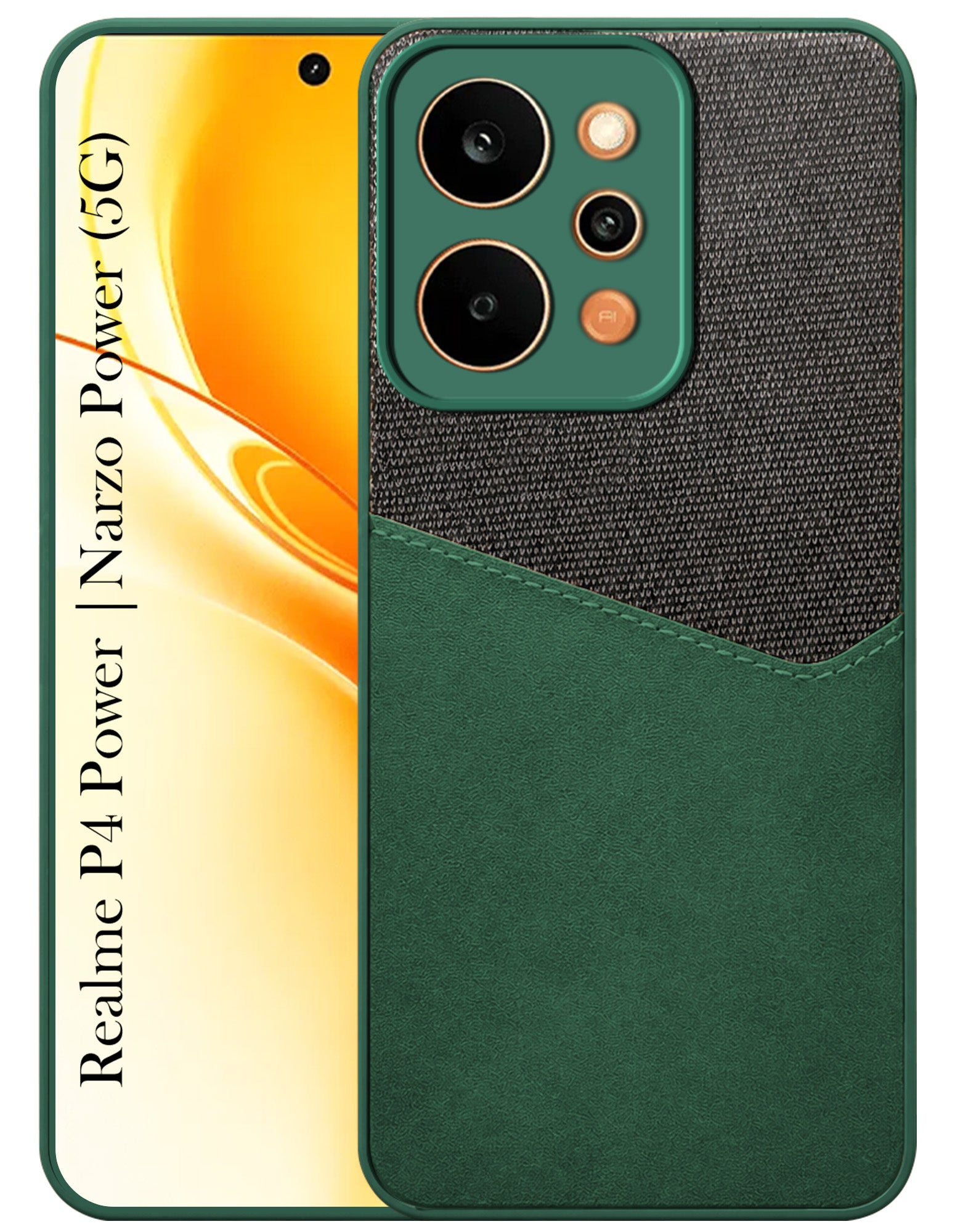 For Realme P4 Power 5G | Realme Narzo Power Back Cover Case (Dual PU Leather Stitch | Professional Minimalist | Soft and Flexible)