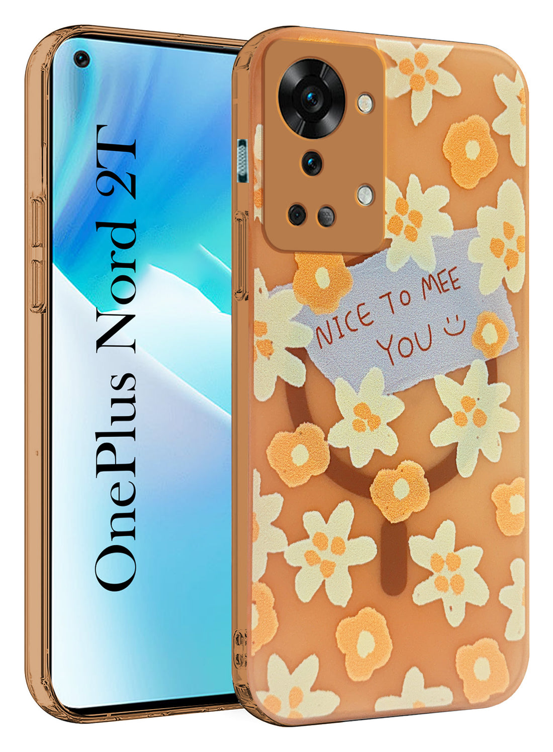For OnePlus Nord 2T Back Cover Case (Cute Floral Design | Flower Print for Girls | MagSafe Compatible Wireless Charging)