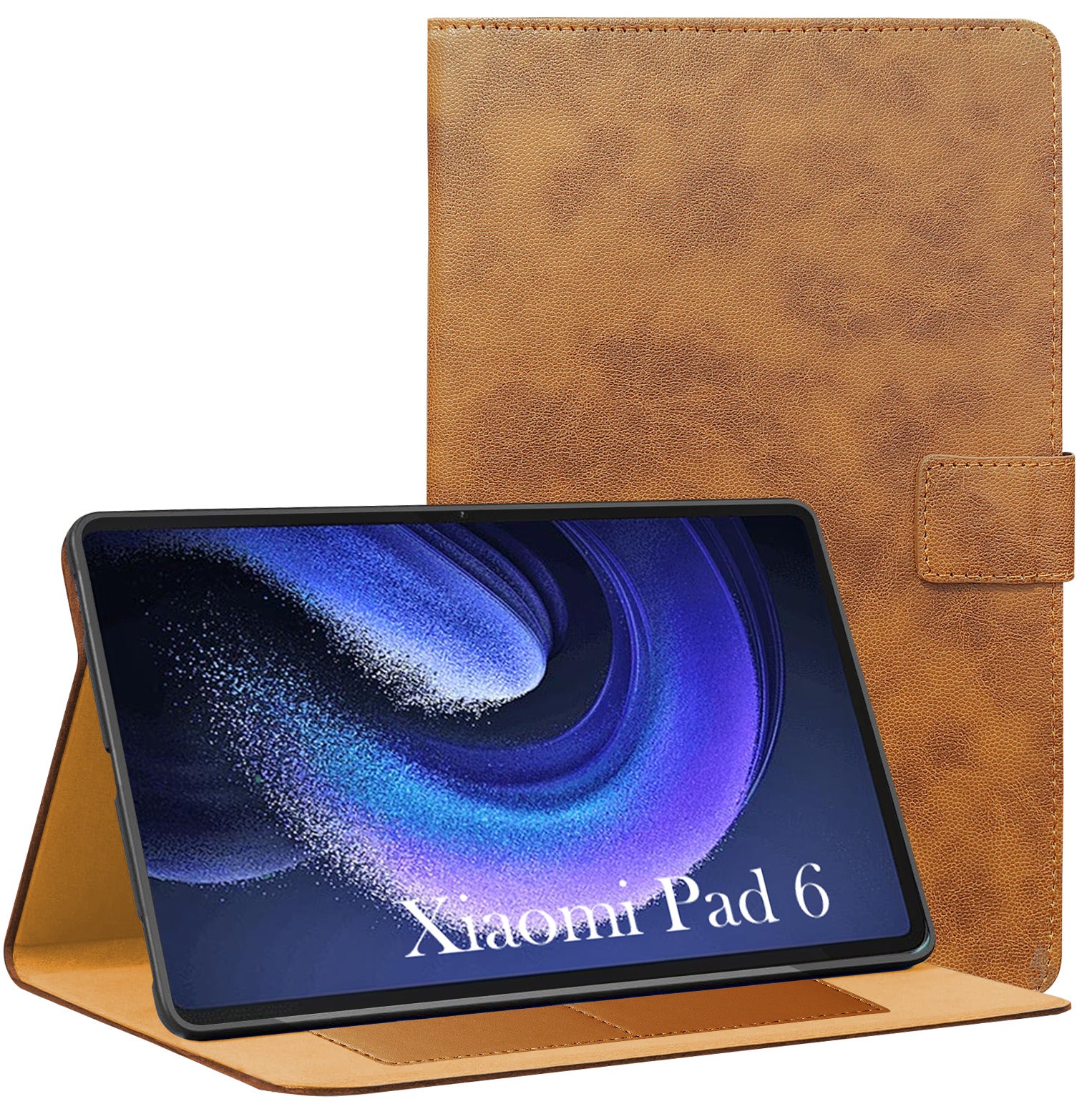 For Xiaomi Pad 6 11 Inch 23043RP34C/23043RP34G/23043RP34I Flip Cover Folio Cover(PU Leather | Multi-Angle Smart Stand | Card Storage Slots | Silicone Back Pouch)