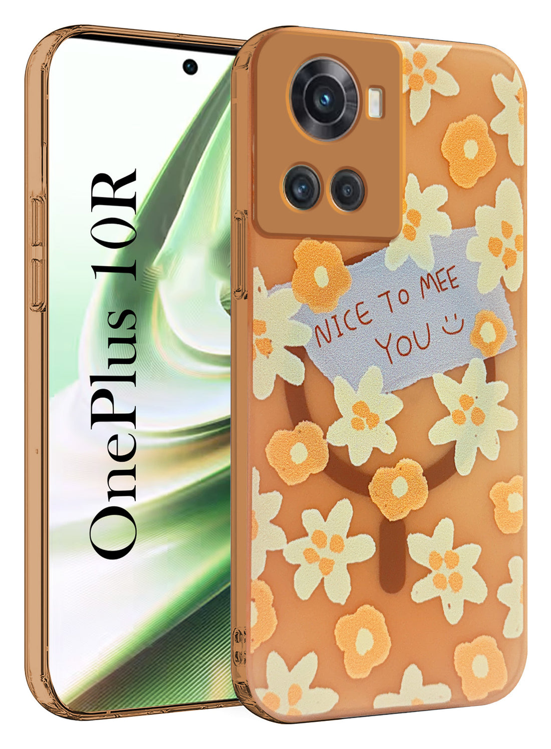 For OnePlus 10R Back Cover Case (Cute Floral Design | Flower Print for Girls | MagSafe Compatible Wireless Charging)