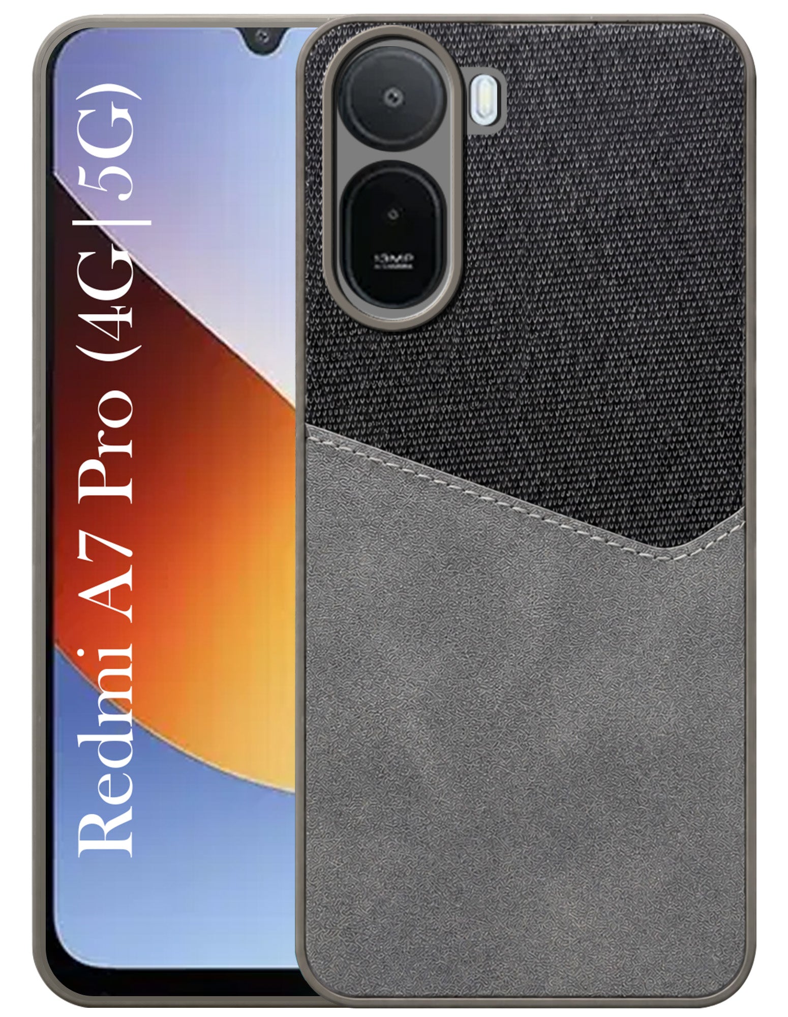 For Redmi A7 Pro 5G Back Cover Case (Dual PU Leather Stitch | Professional Minimalist | Soft and Flexible)