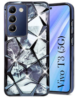 For Vivo T3 5G Back Cover Case (Dual Design Glitter Sparkle and Detachable Diamond Print Case | Soft and Flexible)