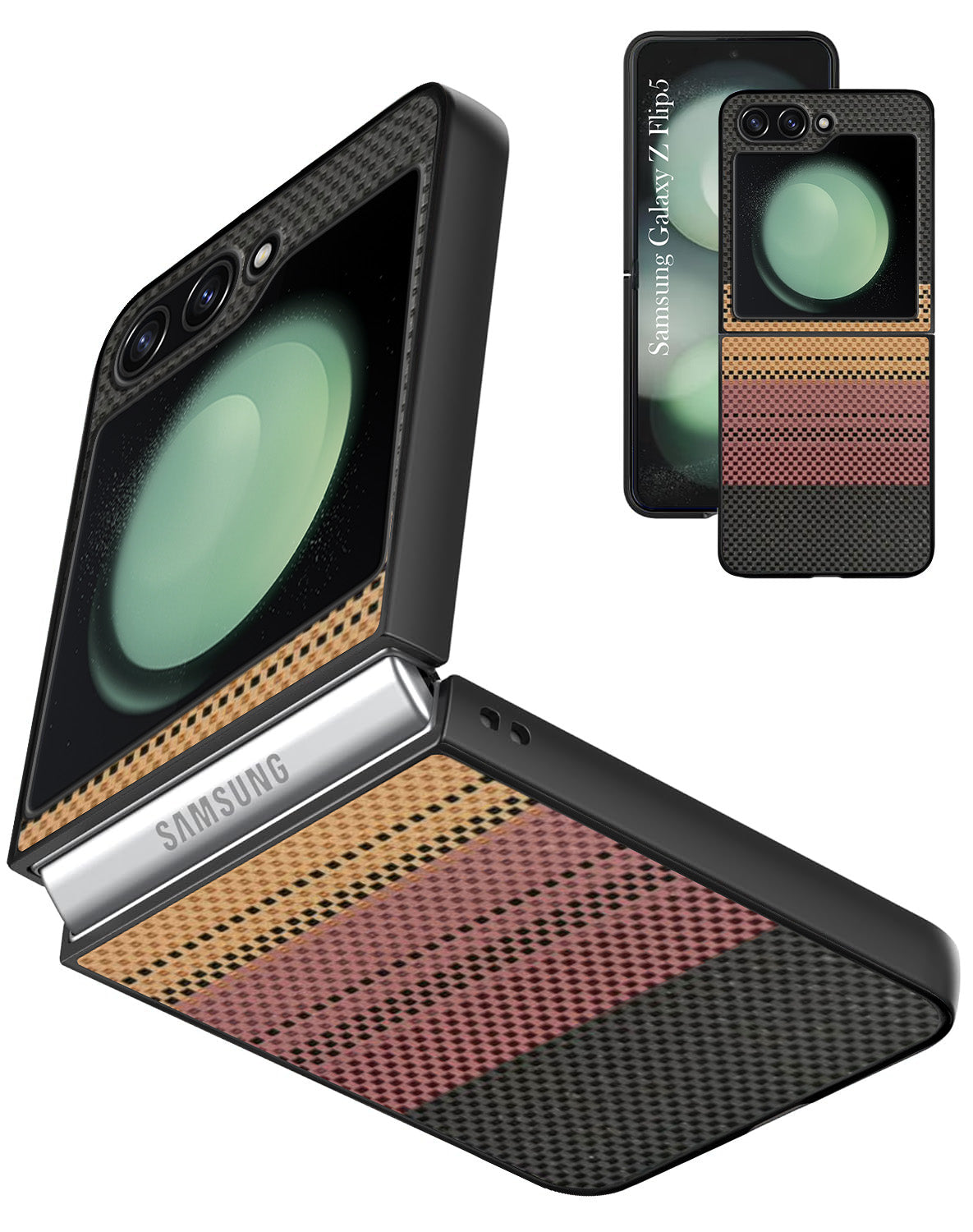 For Samsung Galaxy Z Flip 5 Back Flip Case Cover (Craft Printed Design | Hybrid Texture | Inside Microfiber Cloth)
