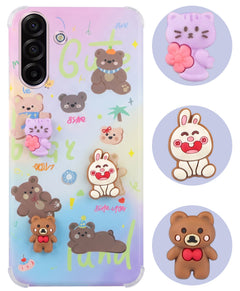 For Samsung Galaxy A17 | Samsung F17 | Samsung M17 5G Back Cover Case (3D Cute Cartoons | Hard Back Side Soft | Matte Premium Finish | HD Printing)