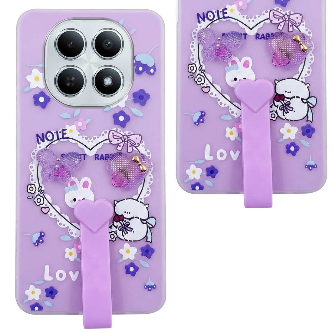 For Xiaomi Redmi Note 15 5G | Redmi Note 15 SE 5G Back Cover Case (3D Cute Heart Strap Holder | Camera Protection | Designer Girls Print)