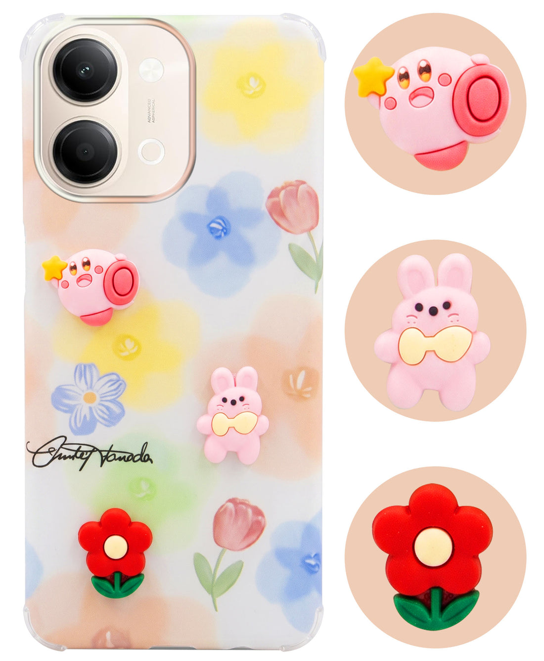 For Vivo Y05 4G Back Cover Case (3D Cute Cartoons | Hard Back Side Soft | Matte Premium Finish | HD Printing)