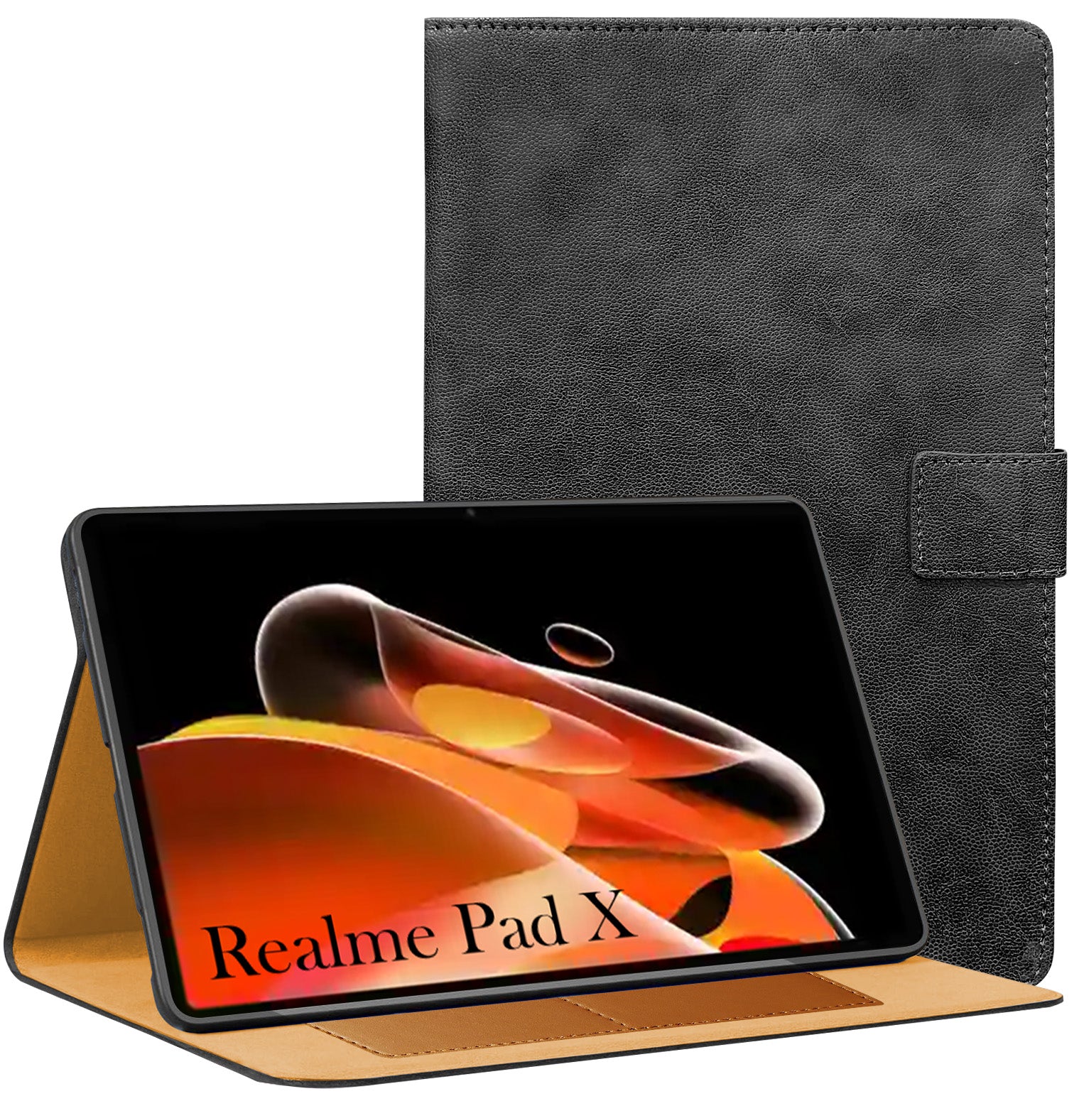 For Realme Pad X 11 Inch  RMP2107/P2108 Flip Cover Folio Cover(PU Leather | Multi-Angle Smart Stand | Card Storage Slots | Silicone Back Pouch)