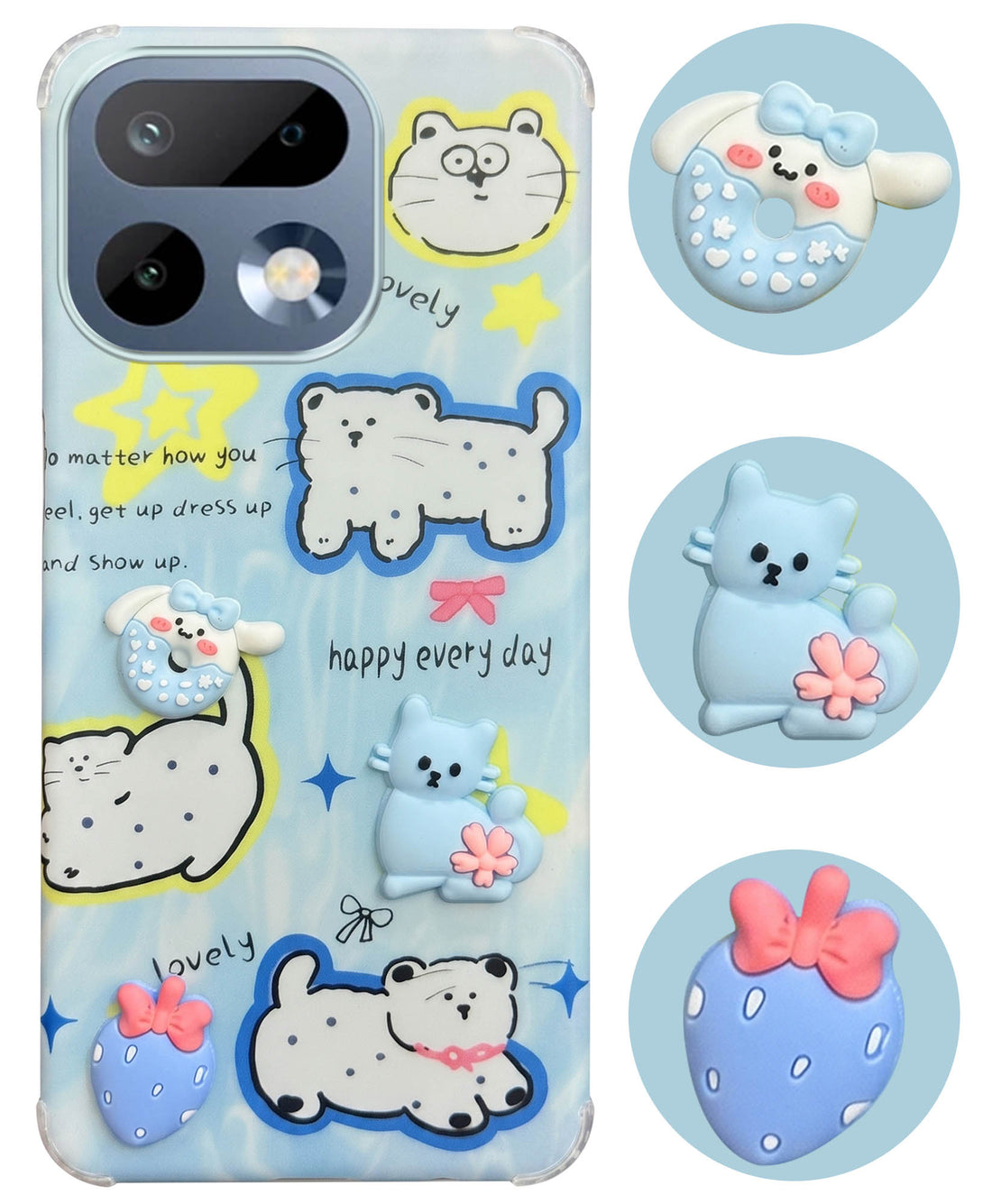 For Realme 16 Pro Back Cover Case (3D Cute Cartoons | Hard Back Side Soft | Matte Premium Finish | HD Printing)