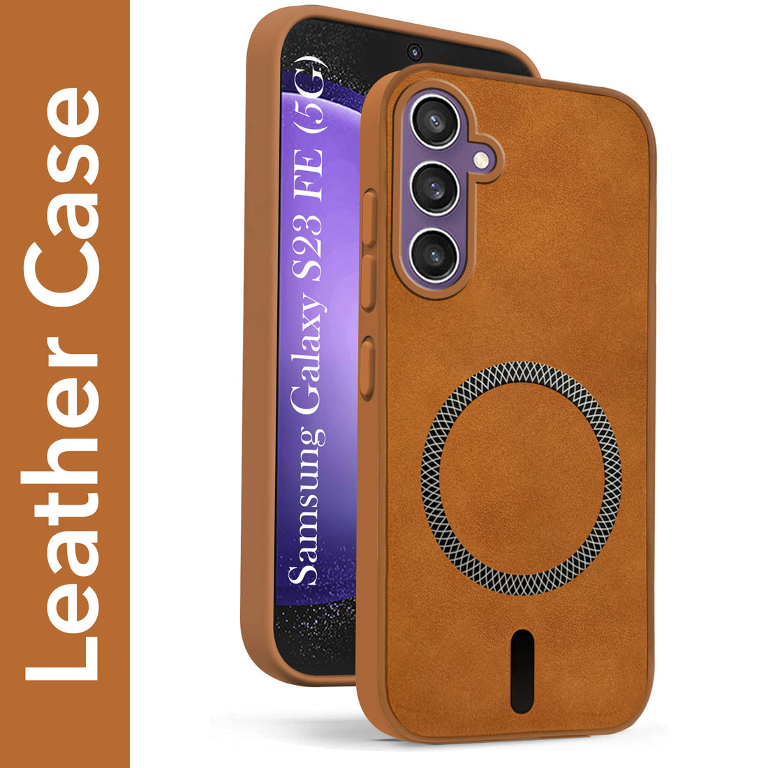 For Samsung Galaxy S23 FE 5G Back Cover Case Leather Finish (MagSafe Compatible Wireless Charging | Soft Touch | Camera Bump Protection)