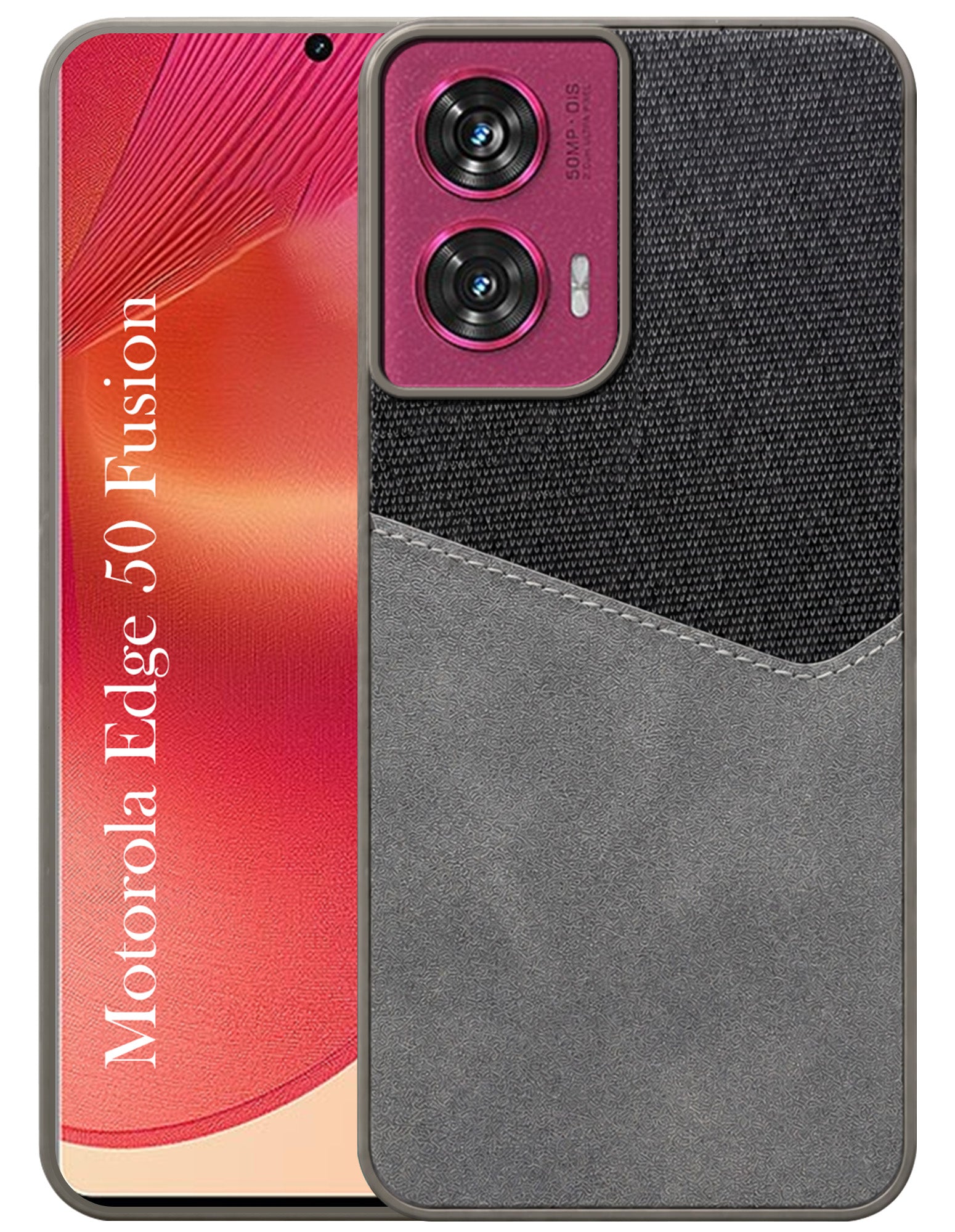 For Motorola Moto Edge 50 Fusion Back Cover Case (Dual PU Leather Stitch | Professional Minimalist | Soft and Flexible)