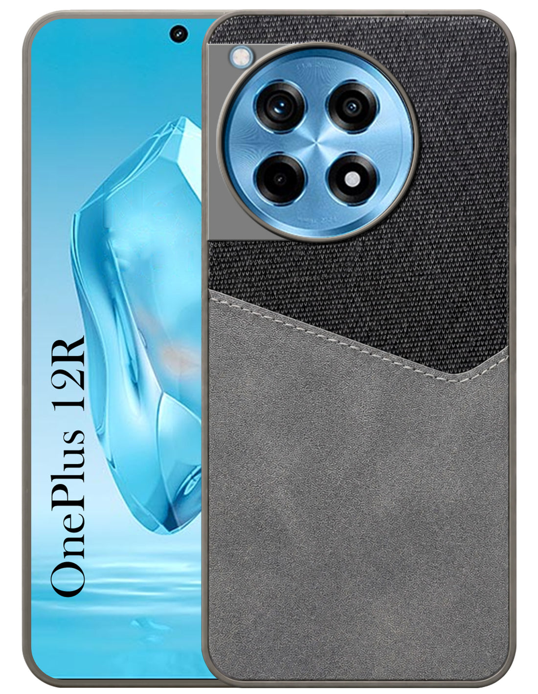 For OnePlus 12R 5G Back Cover Case (Dual PU Leather Stitch | Professional Minimalist | Soft and Flexible)