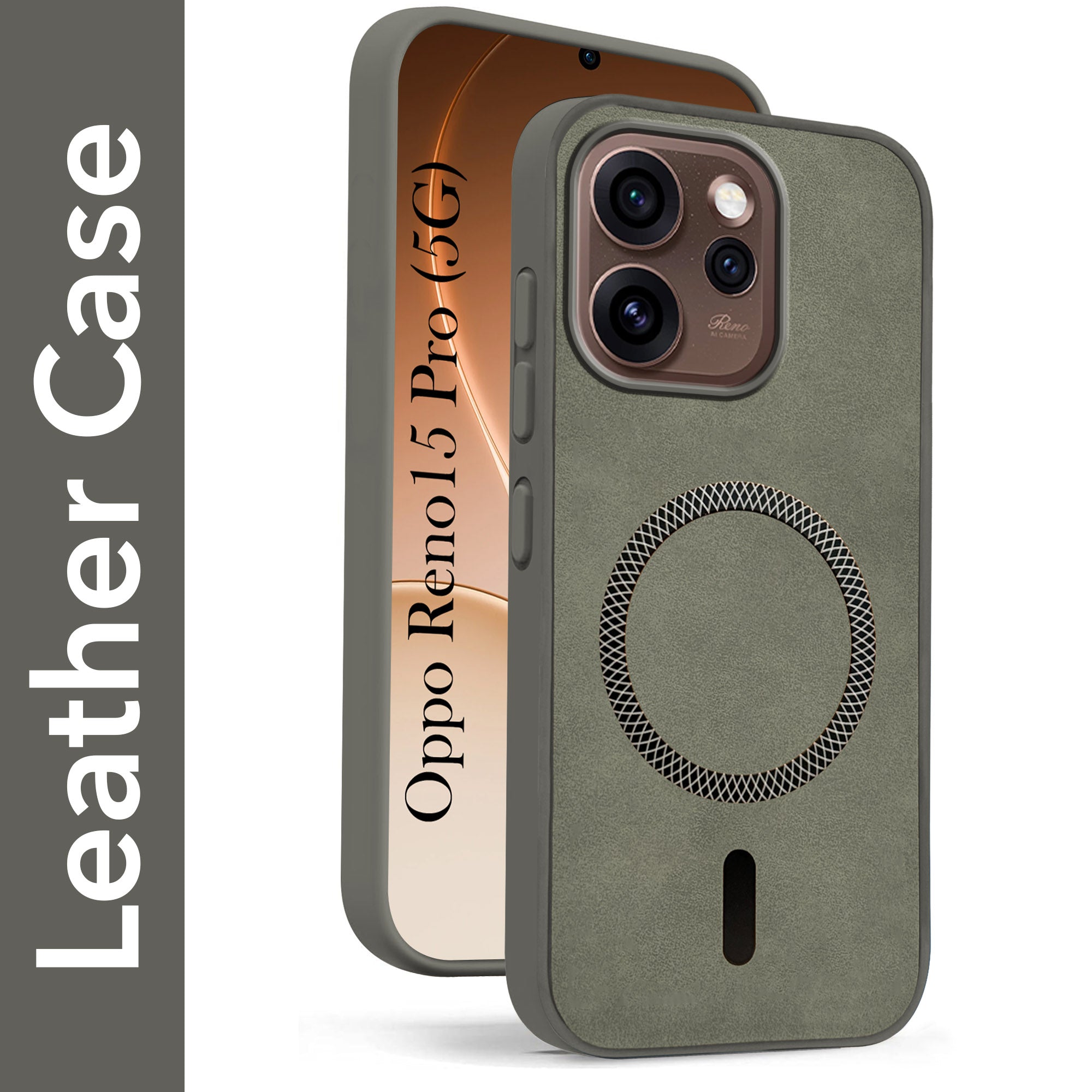 For Oppo Reno15 Pro 5G | Oppo Reno 15 Pro 5G Back Cover Case Leather Finish (MagSafe Compatible Wireless Charging | Soft Touch | Camera Bump Protection)