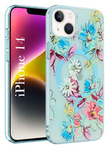 For Apple iPhone 14 Back Cover Case (Cute Floral Design | Flower Print for Girls | MagSafe Compatible Wireless Charging)