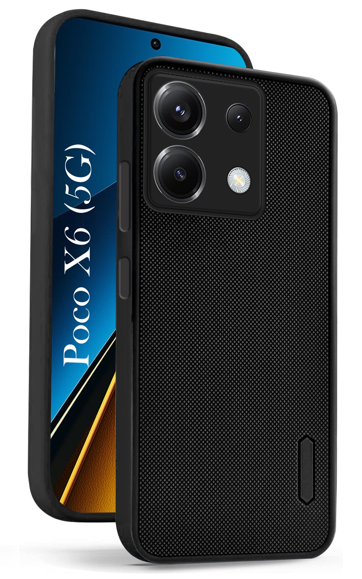 For Poco X6 5G Back Cover Case ( Textured Grip Design | Camera Protetion | Slim and Light Weight | Soft Touch and Feel | Black )