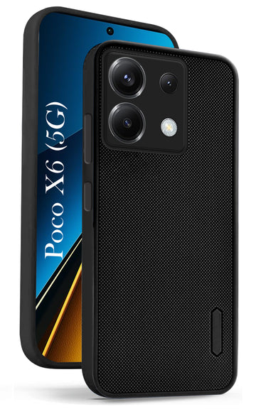 For Poco X6 5G Back Cover Case ( Textured Grip Design | Camera Protetion | Slim and Light Weight | Soft Touch and Feel | Black )