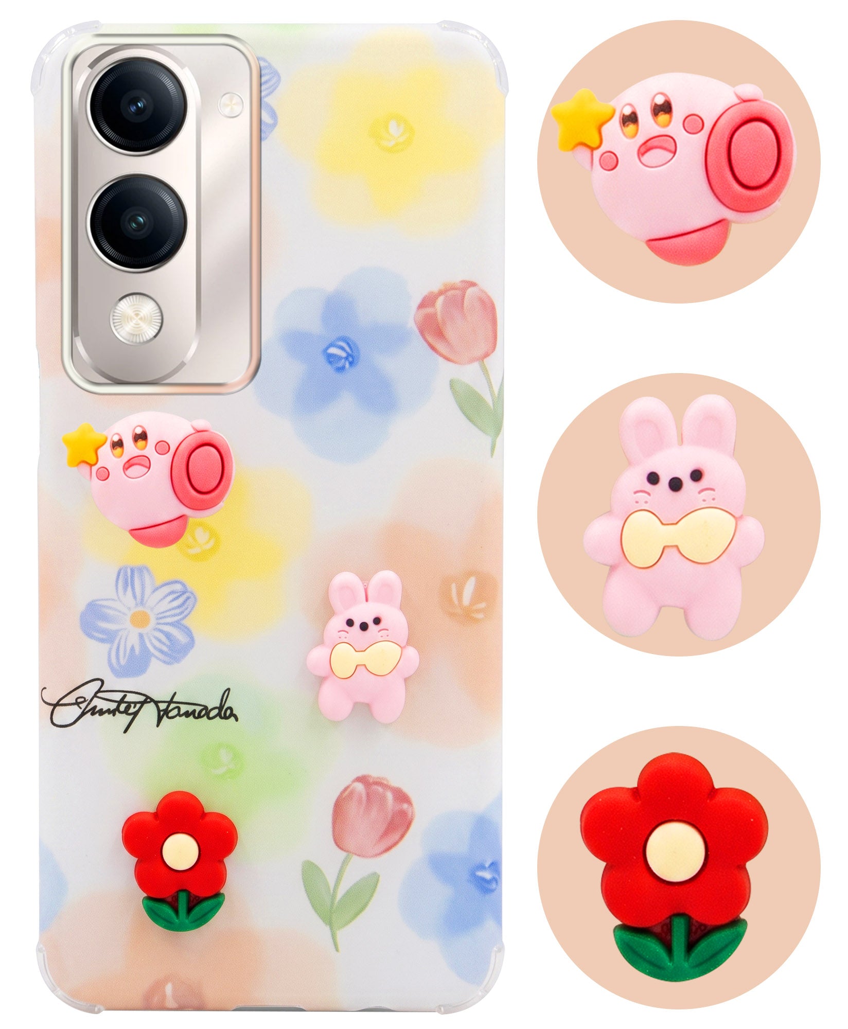 For Vivo Y19 | Vivo Y19e | Vivo T4 Lite Back Cover Case (3D Cute Cartoons | Hard Back Side Soft | Matte Premium Finish | HD Printing)