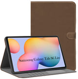 For Flip Cover Folio Case Samsung Galaxy Tab S6 Lite 10 Inch SM-P613 / P619 (PU Matte Leather | Multi-Angle Smart Stand | Card Storage Slots | Silicone Back Pouch)