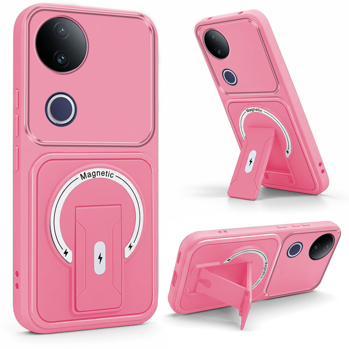 For Vivo T4R Back Case Cover Metallic (Hybrid Armor Kickstand | MagSafe Compatible | Camera Protection Shockproof)