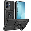 For Oppo F33 Pro 5G Back Cover Case Hybrid Armor (Sliding Shutter Camera Protection | Polycarbonate |Ring Holder Kickstand)
