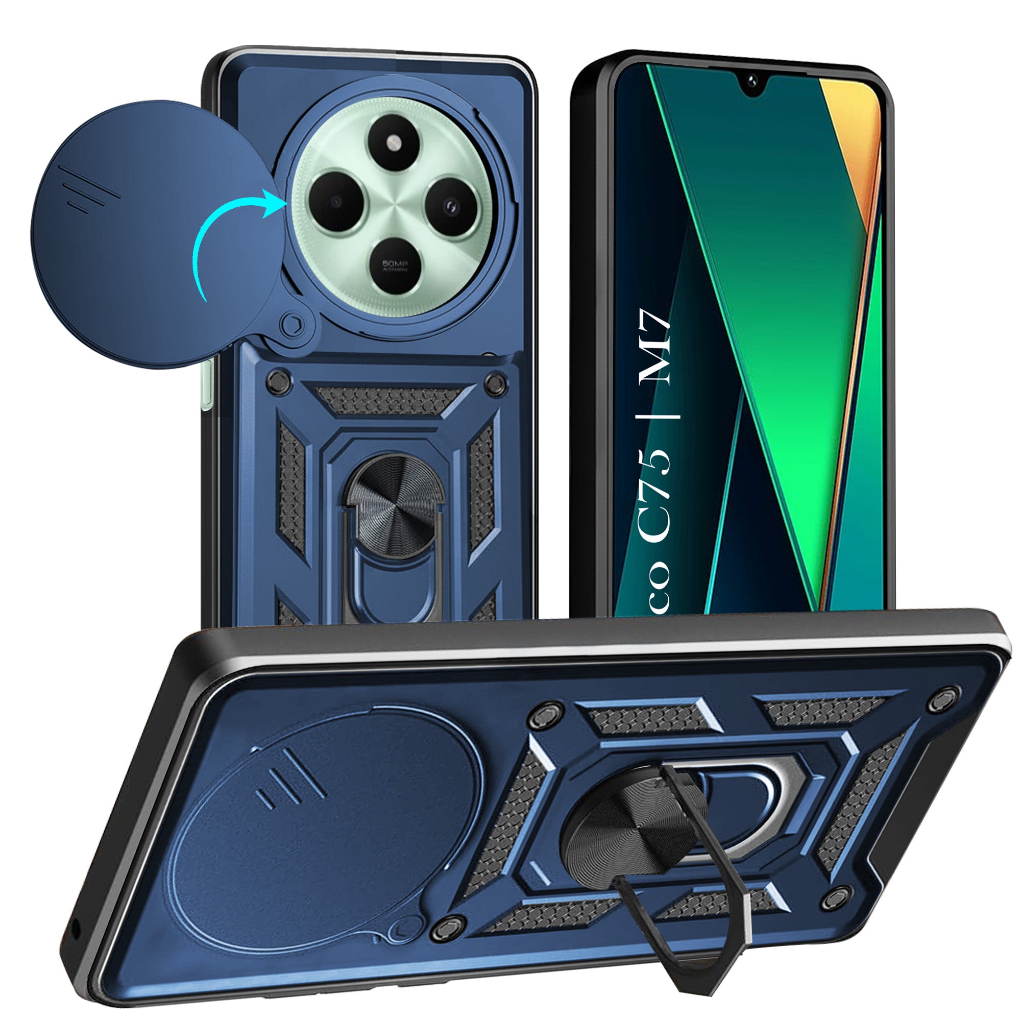 For Poco C75 | Poco M7 Back Cover Case (Hybrid Dual Armor Polycarbonate)