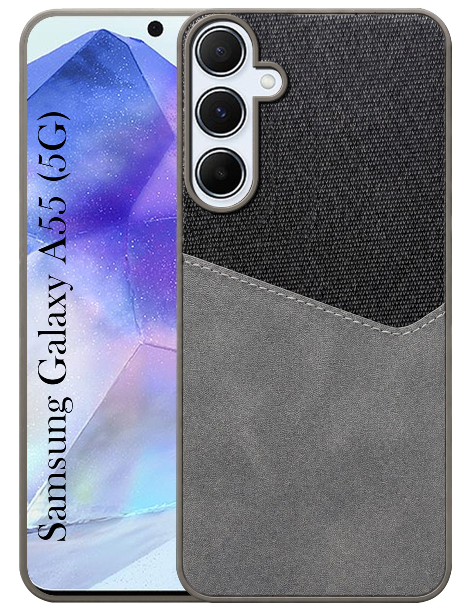 For Samsung Galaxy A55 5G Back Cover Case (Dual PU Leather Stitch | Professional Minimalist | Soft and Flexible)