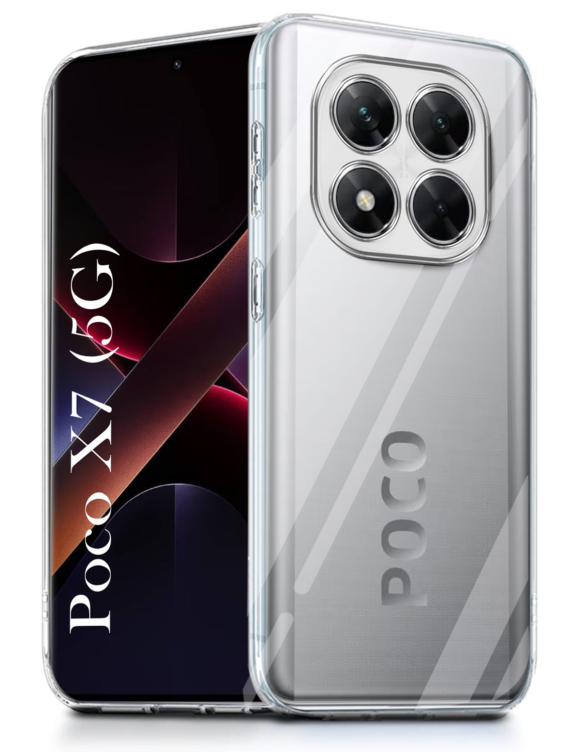 For Xiaomi Poco X7 Back Cover ( Silicone Clear Shockproof Case with Camera Protection and Dust Plugs | Transparent)