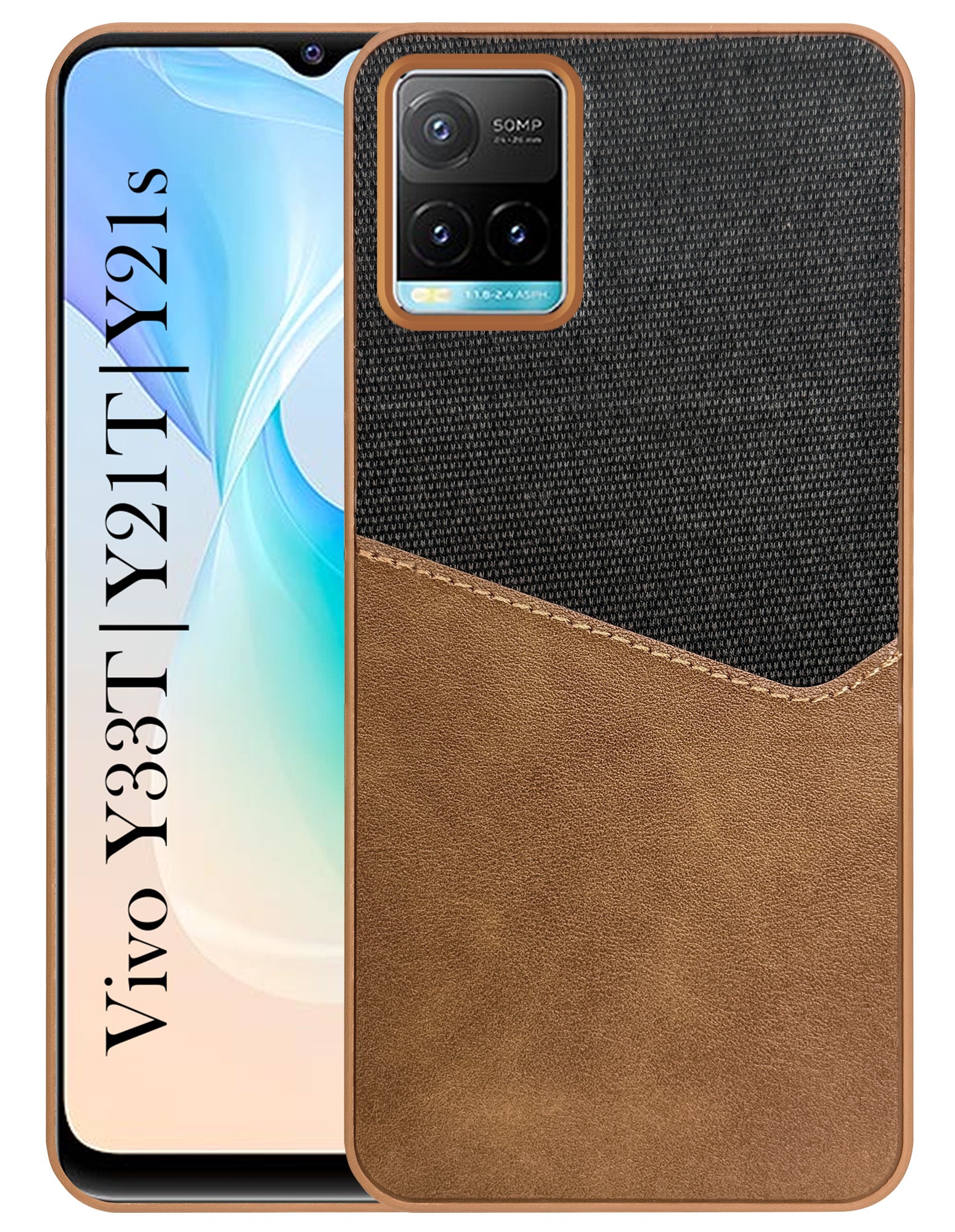 For Vivo Y33T | Vivo Y21T | Vivo Y21s Back Cover Case (Dual PU Leather Stitch | Professional Minimalist | Soft and Flexible)