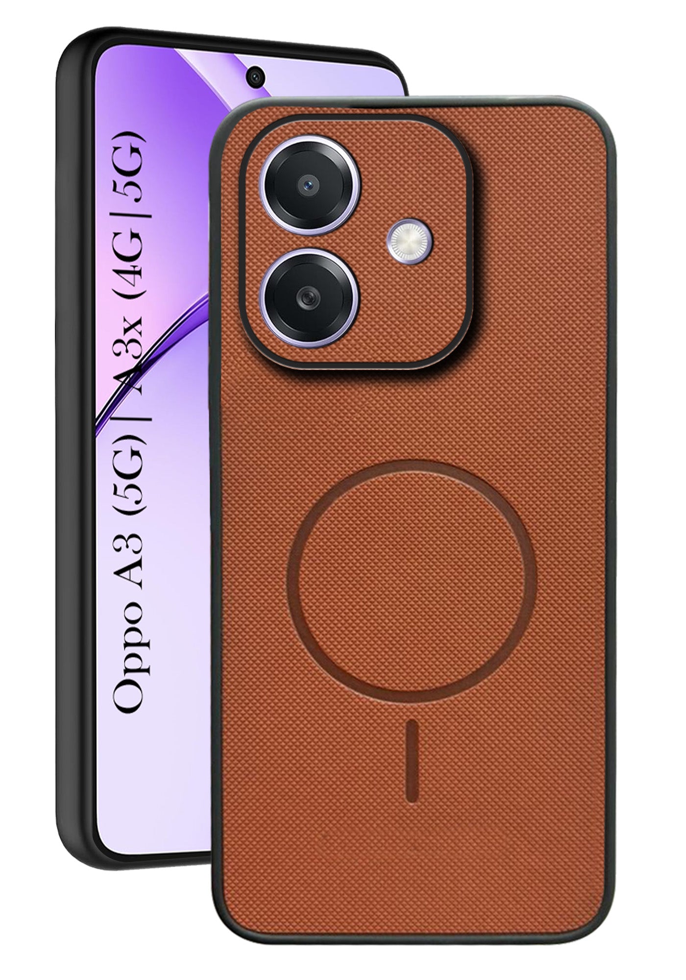 For Oppo A3X (4G/5G) | Oppo A3 5G Back Cover Case PU Leather (Texture Grip Design | Professional Minimalist | Camera Protection | Soft and Flexible)