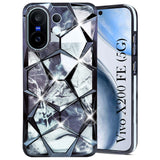 For Vivo X200 FE Back Cover Case 3D Silicone Compatible (Dual Design Glitter Sparkle and Detachable Diamond Print Case | Soft and Flexible)