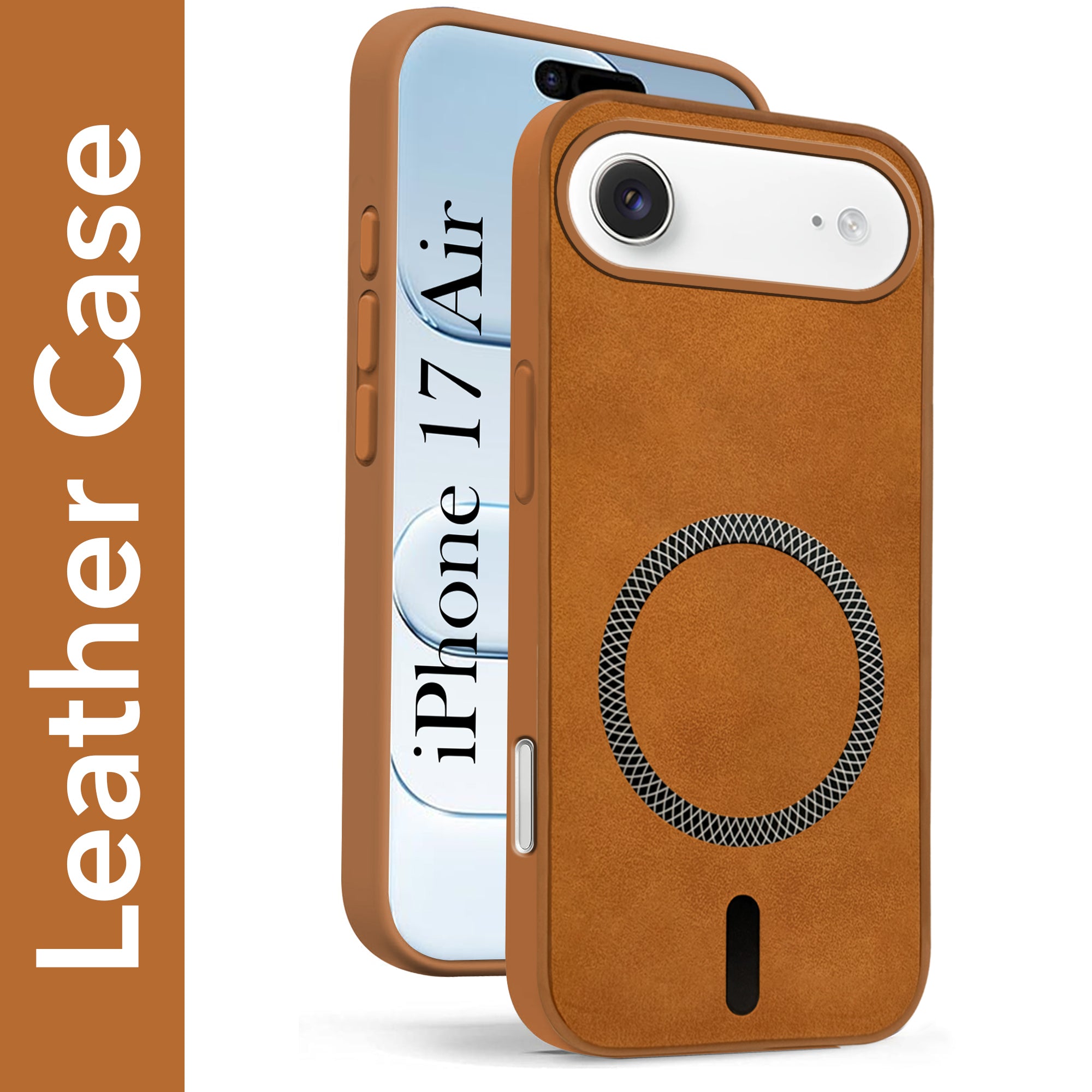 For Apple iPhone 17 Air Back Cover Case Leather Finish (MagSafe Compatible Wireless Charging | Soft Touch | Camera Bump Protection)