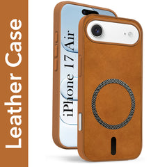 For Apple iPhone 17 Air Back Cover Case Leather Finish (MagSafe Compatible Wireless Charging | Soft Touch | Camera Bump Protection)