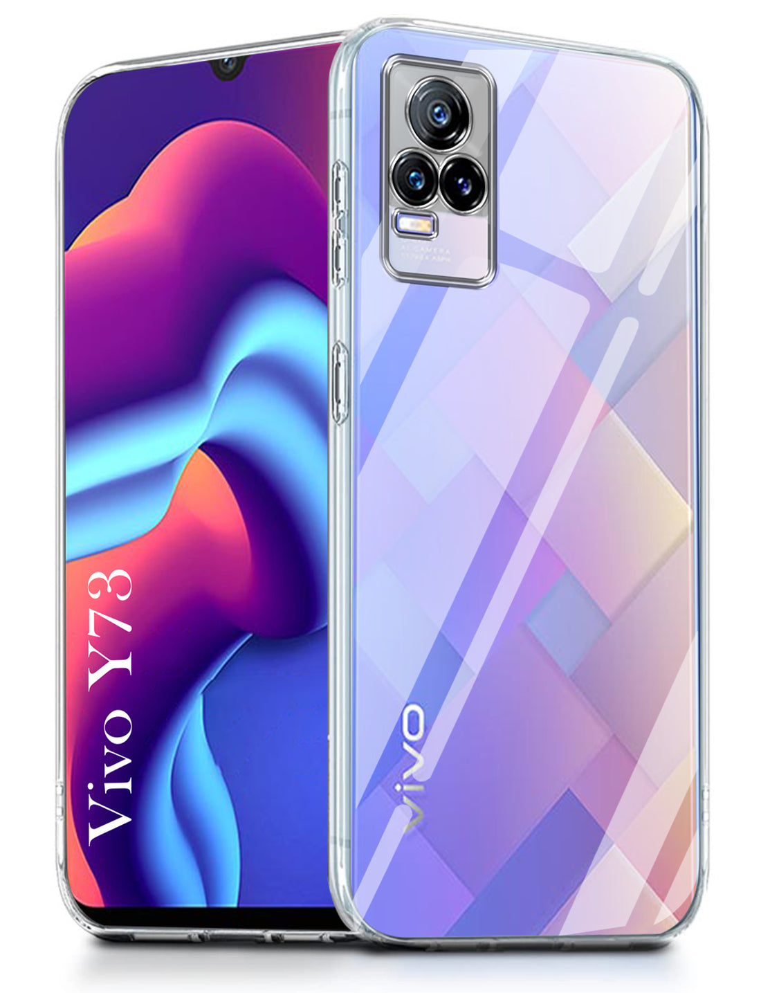 For Vivo Y73 Back Cover ( Silicone Clear Shockproof Case with Camera Protection and Dust Plugs | Transparent)
