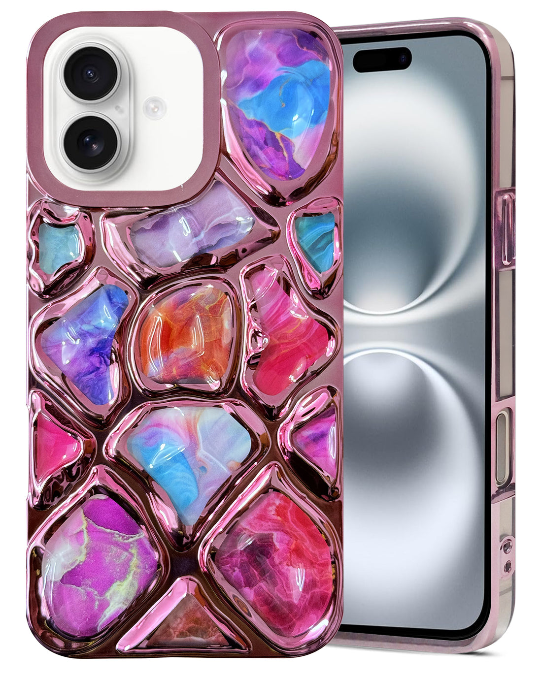 For Apple iPhone 16 Plus Back Cover Case ( Dual Design Glitter Sparkle and Detachable Diamond Print Case | Soft and Flexible)